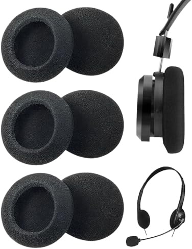 JUKOTA 6 cuscinetti auricolari in gommapiuma, ricambio per cuffie, cuscinetti di ricambio, 50 mm, colore nero