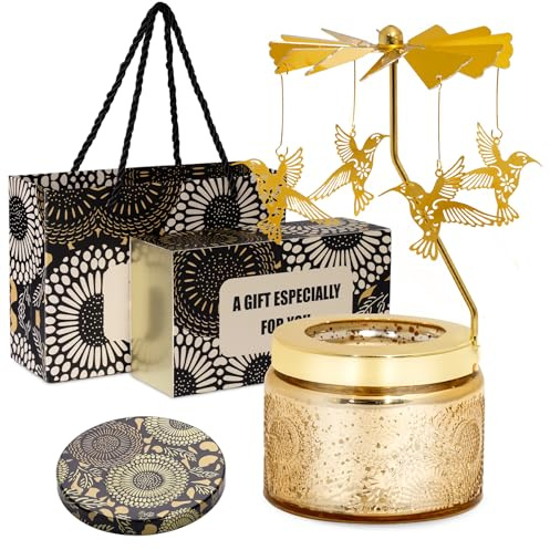 Toptime Geburtstagsgeschenk für Frauen, Ausgestochene Kolibri Drehbare Duftkerzen im Glas, Lavendel Kerzen Geschenk 25 Stunden Brenndauer, Natürlichem Sojawachs Duftkerzen Set für Weihnachten (85g)