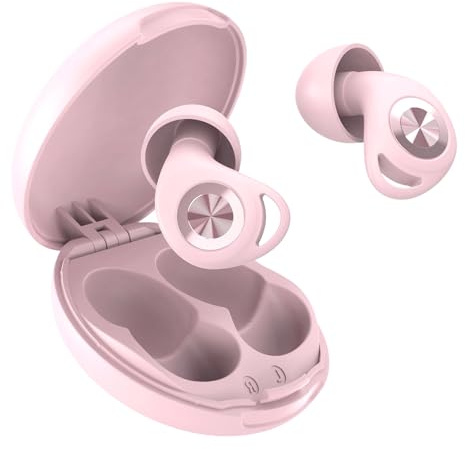 Tapones Oidos Ruido Dormir,45dB Tapones Oidos Cancelacion de Ruido Protección Auditiva para Dormir/Concentración/Conciertos, con 8 Reutilizable Puntas(XS/S/M/L) y Estuche, Rosa