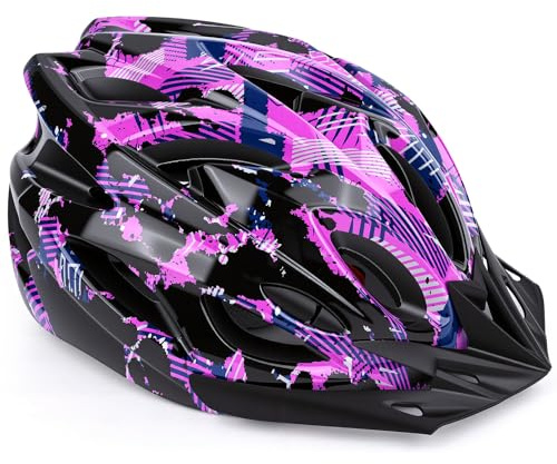 Casco da bicicletta per bambini, regolabile, per ragazzi e ragazze dai 5 ai 13 anni, casco per bambini multisport (50 – 55 cm), casco di sicurezza per bicicletta, scooter, pattinaggio (rosa)