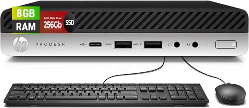 HP ProDesk 600 G3 Mini PC Ordinateur de Bureau, Intel Core i3-6100 3,7 GHz, 8 Go RAM, SSD 256 Go, Clavier QWERTY, Souris, USB WiFi, Windows 11 Pro (reconditionné)