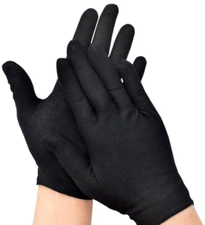 IDEANATEGRATE 12 Paar Schwarze Baumwollhandschuhe Dünne Arbeitshandschuhe aus Baumwolle mit Handschutz und Schnittschutz für Gartenarbeit und