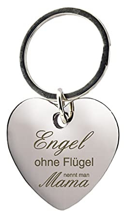 geschenke-fabrik.de Schlüsselanhänger - Herz mit Gravur »Engel ohne Flügel, nennt man Mama« - Geschenk für Mamas zum Muttertag oder zu Weihnachten