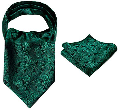 Alizeal Herren Krawatte Ascot und Einstecktuch Set