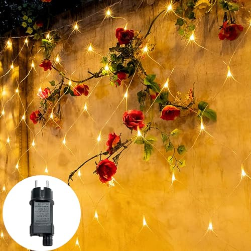 LARS360 LED-ljusnät 3 x 2 m 250 lysdioder utomhus och inomhus ljusslinga med 8 ljuslägen varmt vitt ljuskedjelät IP44 vattentät med kontakt för jul, halloween, bröllop, fest