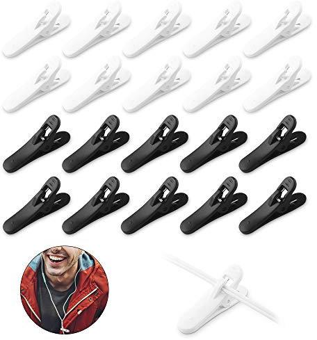 Clips de Cable de Auriculares 20pcs Pinza de Cable de Auriculares Sostenedor Pinza Clip de Cable para Fijación de Alambres de Auriculares, Blanco y Negro