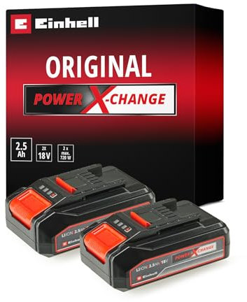 Einhell Power X-Change 18V, 2.5Ah Lithium-Ion Battery Twin Pack - 2 x 2,5Ah Batteries Universally Compatible With All Einhell PXC Power Tools And Garden Machines