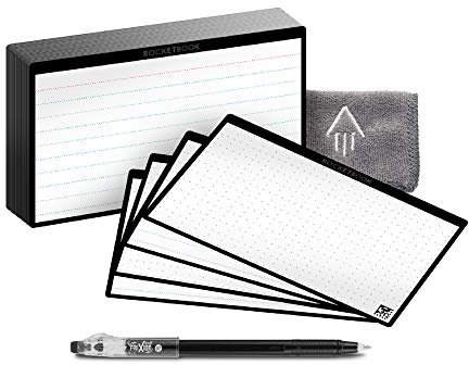 Rocketbook Cloud Cards wiederverwendbare Karteikarten mit 1 Pilot Frixion ColorStick-Stift und 1 Mikrofasertuch, 40 Stück