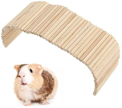 Qcwwy Haustierversteck, Meerschweinchen Holzleiter Brücke Kaninchen Versteck Haus Tunnel Nagetiere Kauspielzeug für Hasen Chinchillas Igel Frettchen Ratten