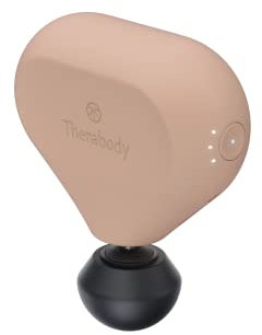 Theragun Mini 2.0 – Elektrische Handmassagepistole – Kompakte Tiefengewebebehandlung für unterwegs – Tragbares perkussives Massagegerät mit QuietForce Technology + 3 Schaumstoffaufsätze – Wüstenrose