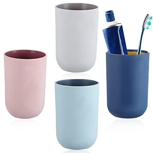 Alipis 4 Pièces Brosse À Dents Tasses Porte-Dentifrice en Plastique Porte-Brosse À Dents Drôle Gobelet Tasse Accessoires De Salle De Bain pour La Famille Enfants