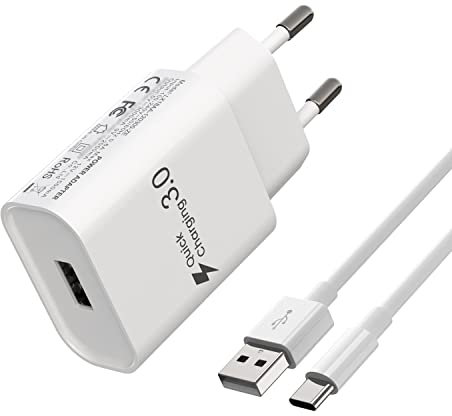 Caricatore USB Quick Charge 3.0 18W per telefoni Xiaomi Redmi 10C 10 Note 11S 10 Pro Mi 8 Mi 9 Mi 10 per Samsung Galaxy A15 A14 A13 A33 5G M13,S22 S23 S23 Ultra Xiaomi Cavo 2M