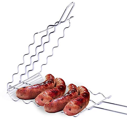 RWRAPS Grillwender für Würstchen, Wursthalter zum Grillen, Grillwender, Wurstwender für Standardwürste, Holzgriff, perfektes Grillzubehör