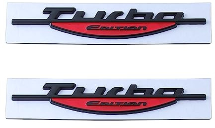 2 st Turbo Edition emblem bil emblem klistermärke passar för universella bilar (svart röd)