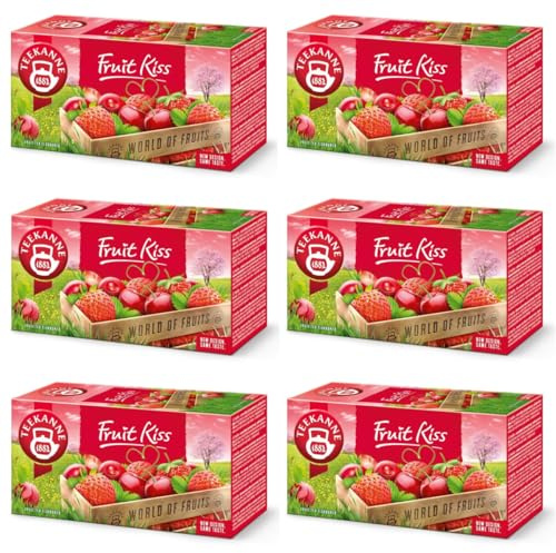 TEEKANNE - Fruit Kiss Tea- Früchtetees mit Kirsch & Erdbeer - 6 x 20 Teebeutel (Dekond gift)