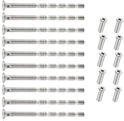 10 Stück Verbindung Schrauben mit Hülsen, M4 Verbindung Türgriff Schrauben Einstellbare Länge,Abnehmbar Verbindungshülse Schrauben Zur Schlüsselloch, Türgriff, Schrank, Schubladen