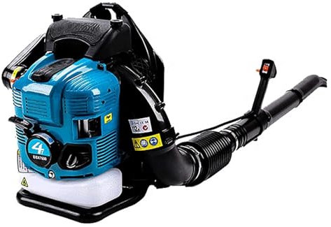 Sopladores Soplador de hojas inalámbrico Sopladores de hojas de gasolina de cuatro tiempos, Soplador de nieve con barra horizontal de alta potencia de mochila de 75,6 cc, Potente soplador de hojas a
