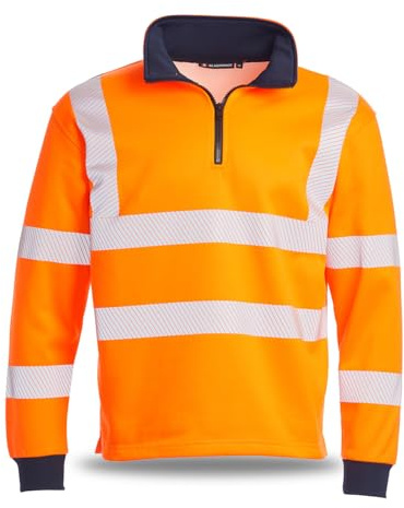 Blackrock Warnschutz-Pullover, Schiene, Orange, 1/4-Q-Reißverschluss, Fleece-Polycotton, für Herren und Damen, Arbeitskleidung, EN20471 Klasse 3, reflektierend, hohe Sichtbarkeit, Größe XL