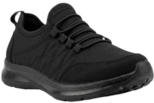 MODELISA - Zapatillas Deportivas para Mujer, Tenis Deportivos Casuales Tipo Slip-on (All Black, Sistema Tallas Calzado EU, Adulto, Mujer, Números, Estrecho, 39)