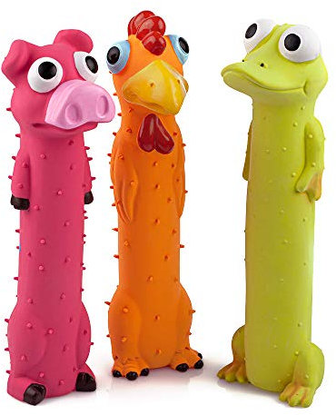 Chiwava 3 Stück 9 Zoll Latex mit Quietscher Dog Toys lang Animal Puppy Quietschen Interaktives Spielen Sortierte Farbe