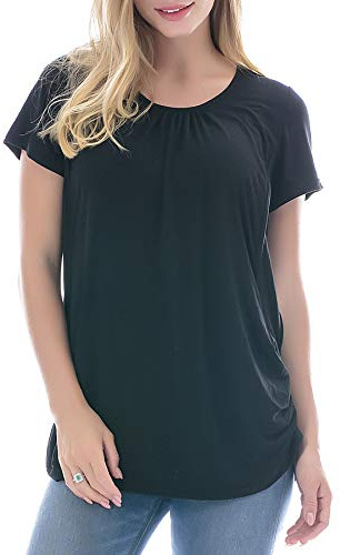Smallshow Women’s Maternity Nursing Tops Short Sleeve Breastfeeding T Shirt Black M