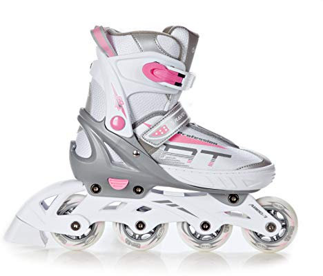 Roller en Ligne RAVEN Profession Pointure Ajustable - Blanc/Rose - Taille 31-35 (20,5cm-22,5cm) Réglable Mixte
