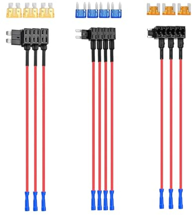Nilight 50040R, Adattatore per Fusibili di Tipo Add-A-Circuit da 12 V, con Fusibili a Lama con Profilo Tap Standard e Mini, per Auto, Camion, Imbarcazioni, 10 Pezzi, 3 Tipi, Blu, Rosso, Nero