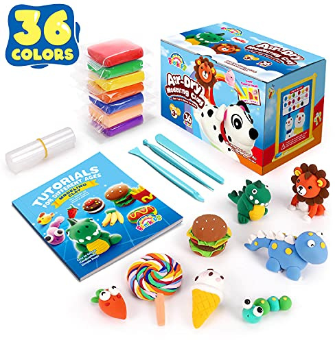 Sago Brothers Air Dry Clay, 36 Colors Modelling Clay Set with 3 Tools & Book, DIY Ultra Light Magic Arts and Crafts Kits for Kids Boys Girls Toys, Gifts Boxes for Age 3-12 Years Old