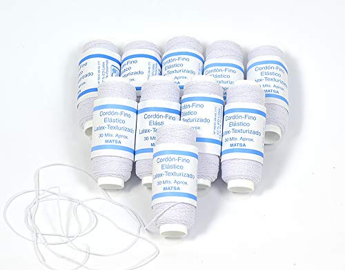 Matsa Fruncido 0,7mm, Bobinas de Hilo Máquina Coser, Cordón Elástico Extensiones, Plisar, Ganchillo Costura, Pulseras, Blanco, 300m
