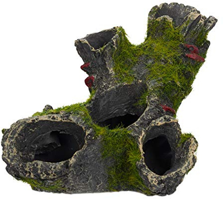 Akvariedekoration, akvarietillbehör, akvarieinredning, stenlandskap, sten, gömsle, terrarium, 7 x 15 cm, grå-grön