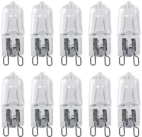 10 Pcs G9 Halogen Light Bulbs 2 Pin Base JC Type , G9 Bulb , Light Bulb Crystal Clear Lense Hanging Pendant Accent Type Spot Down Lamp Chandelier Sconce Fixture Lighting , G9 Bulb , 10 Pcs G9 Halogen