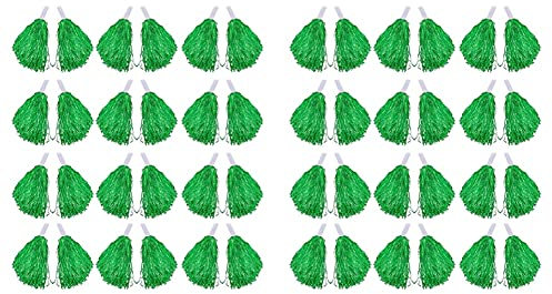 KVSERT 48 Stück Cheerleader-Pompons Metallfolie mit Kunststoffgriff für Erwachsene und Kinder, Cheerleader, Party, Grün