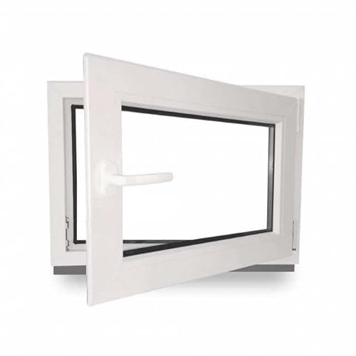 Kellerfenster - Kunststoff - Fenster - weiß - BxH: 70 x 60 cm - 700 x 600 mm - DIN Rechts - 3 fach Verglasung - 60 mm Profil