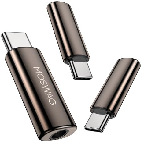 MOSWAG USB C auf 3.5mm Klinke Typ C Kopfhörer Adapter Aux Mic Audio Dongle Hi-Res DAC Chip Kompatibel mit Samsung Galaxy S23 S22 Pixel 7/6 iPad Pro/Air/Mini Oneplus 10 Pro