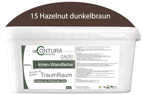 Contura Caldo 5 Liter Wandfarbe 35 Farben Deckenfarbe Contura Hohe Profi Deckkraft Klasse 1 (15 Hazelnut Dunkelbraun)