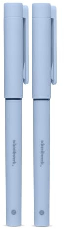 schreibwerk Tintenroller - 2er Set - Tintenschreiber für Rechts- und Linkshänder - Linienstärke 0,5 mm dünn - Hellblau