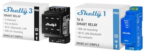 Shelly Pro 3 Wlan & Pro 1 WiFi & Bluetooth 1-Kanal-Smart-Relais-Schalter Hausautomatisierung Kompatibel mit Alexa & Google Home iOS Android App Kein Hub erforderlich Zeitschaltuhr Trockenkontakte