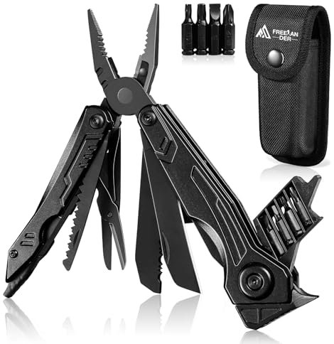 Freelander 21 in 1 Faltbares Multitool Werkzeug - Zange Mit Taschenmesser, Säge, Schraubendreher Bits - Camping Ausrüstung Mit Nylontasche für Outdoor, Geschenk für Männer