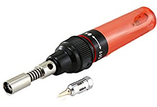 1 soldador de gas por soplado, herramienta de hierro de soldadura de gas butano, herramienta inalámbrica de soplete de gas butano, herramienta de soldadura (rojo)