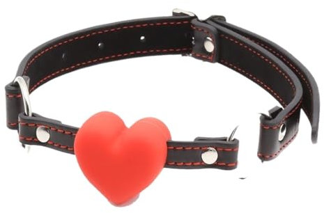 Bavaglio per bocca Bondage Bavaglio per bocca in silicone a forma di cuore Bavaglio per bocca regolabile Bavaglio per bocca erotico Divertente bavaglio per flirtare Bavaglio(Rot A)