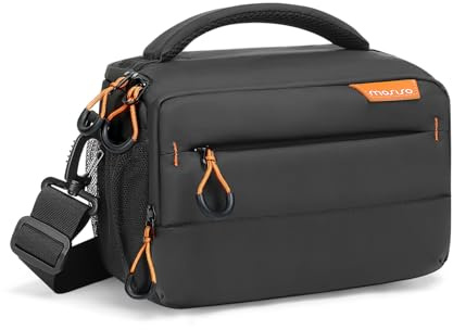 MOSISO Borsa Fotocamera,Piccola Custodia Fotocamera per Fotografi,Borse Imbottita a Tracolla Compatte per DSLR/SLR/Mirrorless Impermeabile con Copertura Antipioggia per Canon/Nikon/Sony,Nero