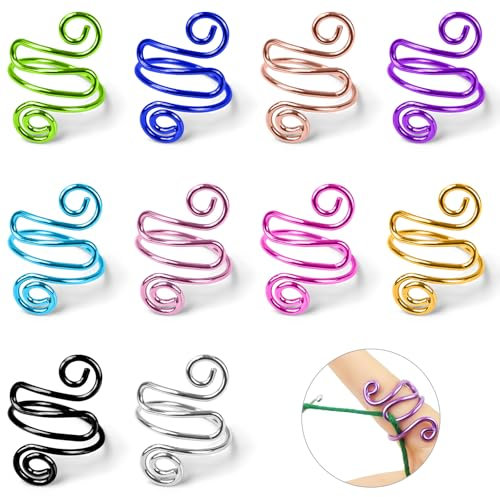 CONJURAIDE 10 Stück Häkelring, Crochet Häkel Ring Strickring Häkelringe Finger Fadenring Stricken Häkeln Zubehör Strickfingerhut Fadenführer Strickzubehör Utensilien Häkelzubehör für Finger DIY