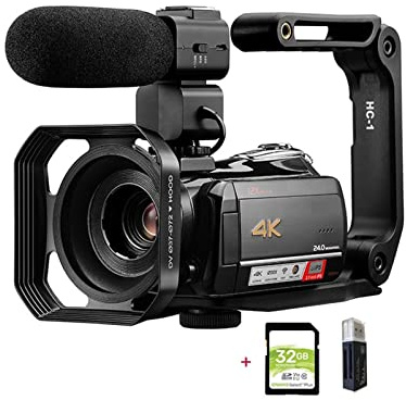 AUBEST Cámara de Video, Video Camera 4K Professional For Vlog Recording Live Streaming, AC5 12X Optical Zoom Full HD Blogger Camcorder Vlog Cameras