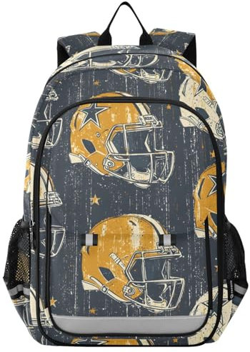 Mnsruu American Football Helmets Backpack for Kids Boys Girls School Bag Women Men Laptop Backpack Travel Rucksack