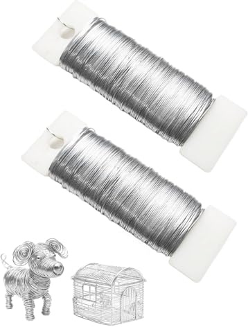 HUVZOR 2 pièces Fil de Fer Souple Creatif Ø 0,35 mm Fil de Fer Fleuriste Argent Filin Metallique Fin pour DIY Fabrication Bijoux Bouquet Fleurs Enroulement Couronne Noël Décoration(Argent : 100 m)