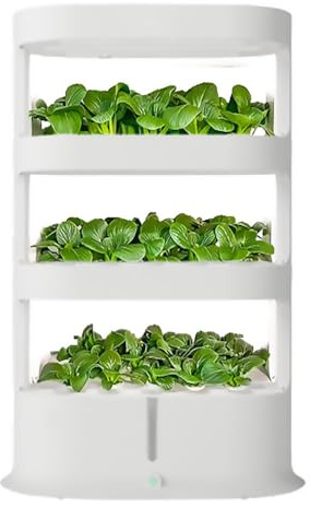 IXMLDAXD Flores de Agua, Sistema de Cultivo hidropónico 48 cápsulas, Kit germinación Plantas, aeropónico con luz y riego automático(White)
