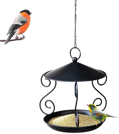 Distribuidores De Alimentos Para Pájaros Silvestres,Bandeja De Alimentos Metálicos Resistente a la Lluvia - Alimentador Suspendable - Jardín, Patio, Balcón, Terraza, Parque De Observación