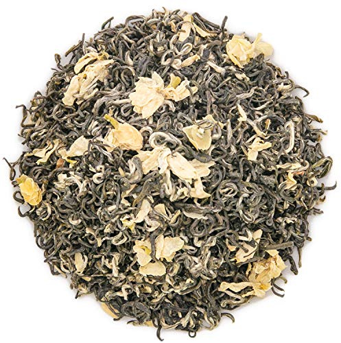 oriarmcha 100g Bi Tan Piao Xue Jasmine Tea Loose Leaf - Chinese Mao Feng Green Tea with Jasmine Flowers - Yuqian 1st Grade