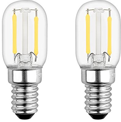 Akynite T22 E14 2W Kühlschranklampe LED Kaltweiß, 200LM, 230V, Ersatz E14 15W Halogen, E14 Kerze Retro LED Klein für Kühlschrank Nähmaschine, Salzlampe, Nicht Dimmbar, 2er-Set