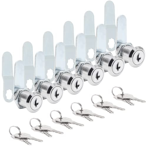 Uenhoy Set di 6 serrature a camma con chiave uguale da 25 mm, per cassetti, cassette postali, cassette degli attrezzi, camper, armadietti con chiavi